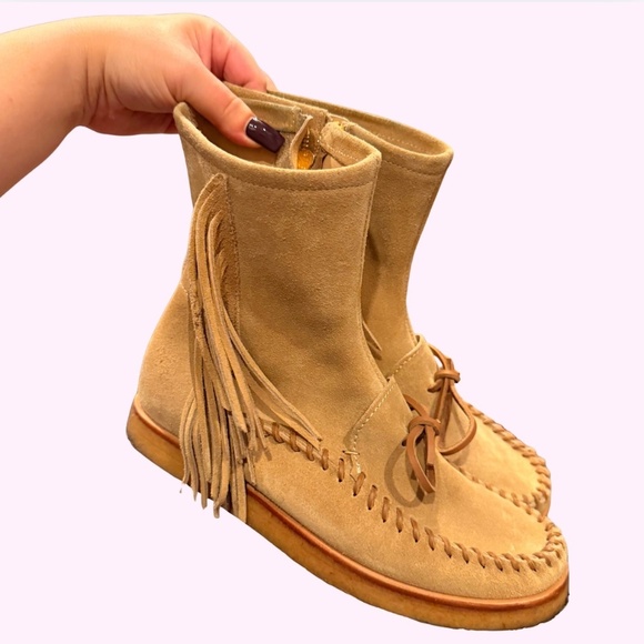 Polo Ralph Lauren Shoes - Polo Ralph Lauren Boho Channing Womens Western Fringe Moccasin Boots Size 8.5